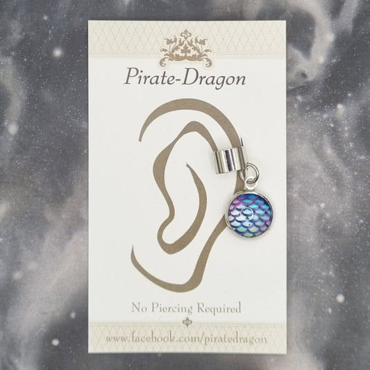 Dragon/Mermaid Scale - Blue - Non-Pierced Earcuff (EC2059)