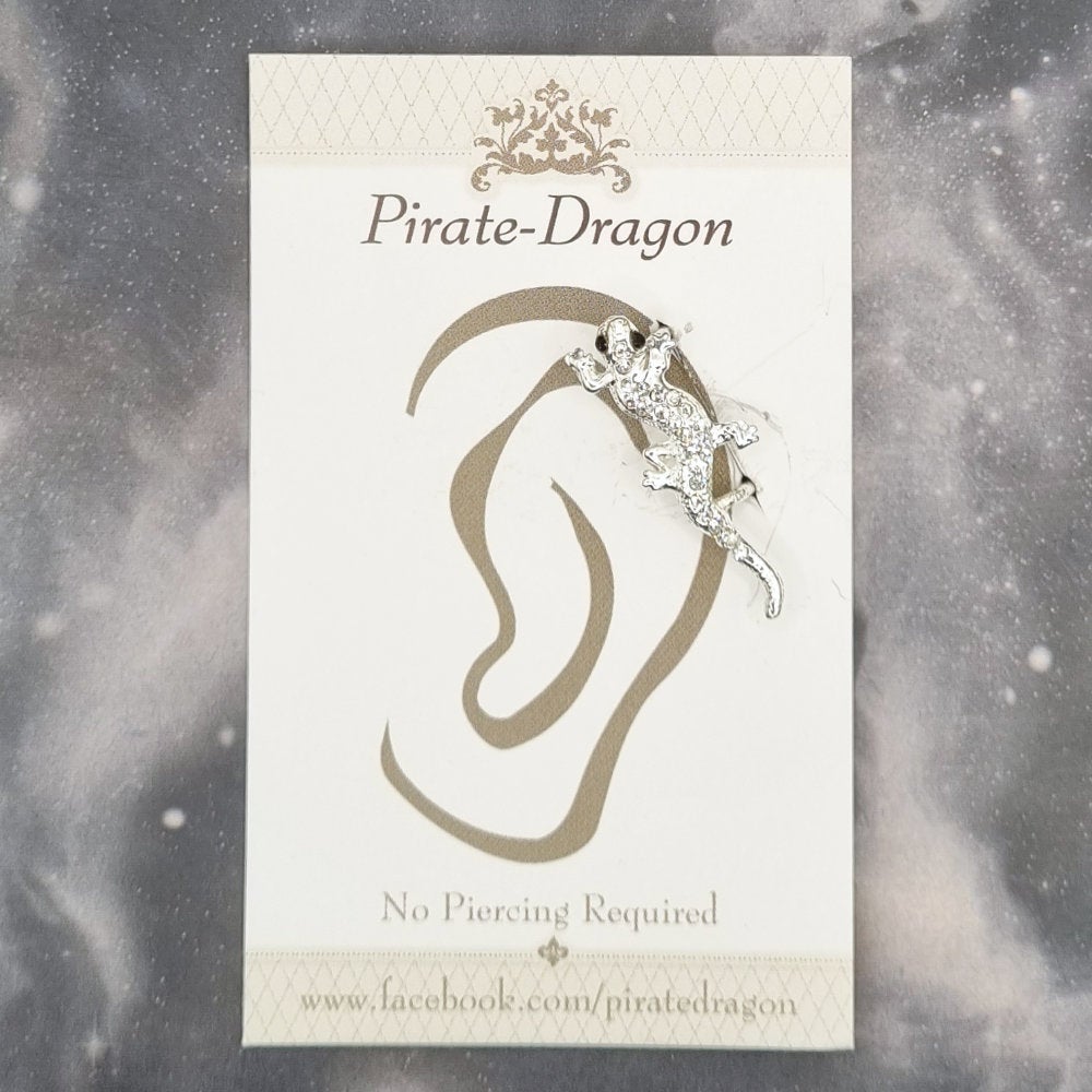 Silver Gecko Non-Pierced Ear Cuff (EC2492)