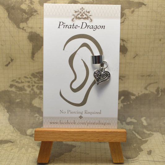 Non-Pierced Earcuff - Silver Heart (EC2943)