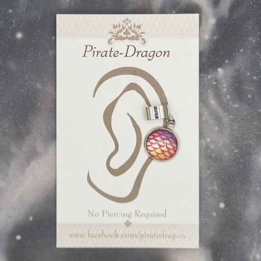 Dragon/Mermaid Scale - Yellow/Pink - Non-Pierced Earcuff (EC2978)