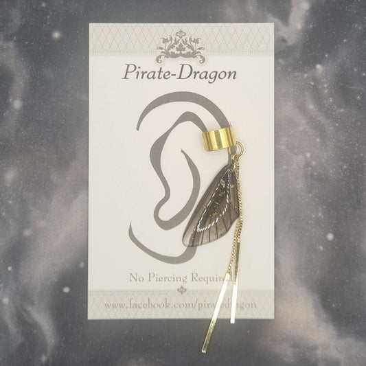 Small Gold & Black Butterfly Wing Non-Pierced Ear Cuff (EC3051)