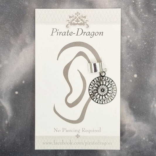 Silver Filigree Round Non-Pierced Ear Cuff (EC4236)