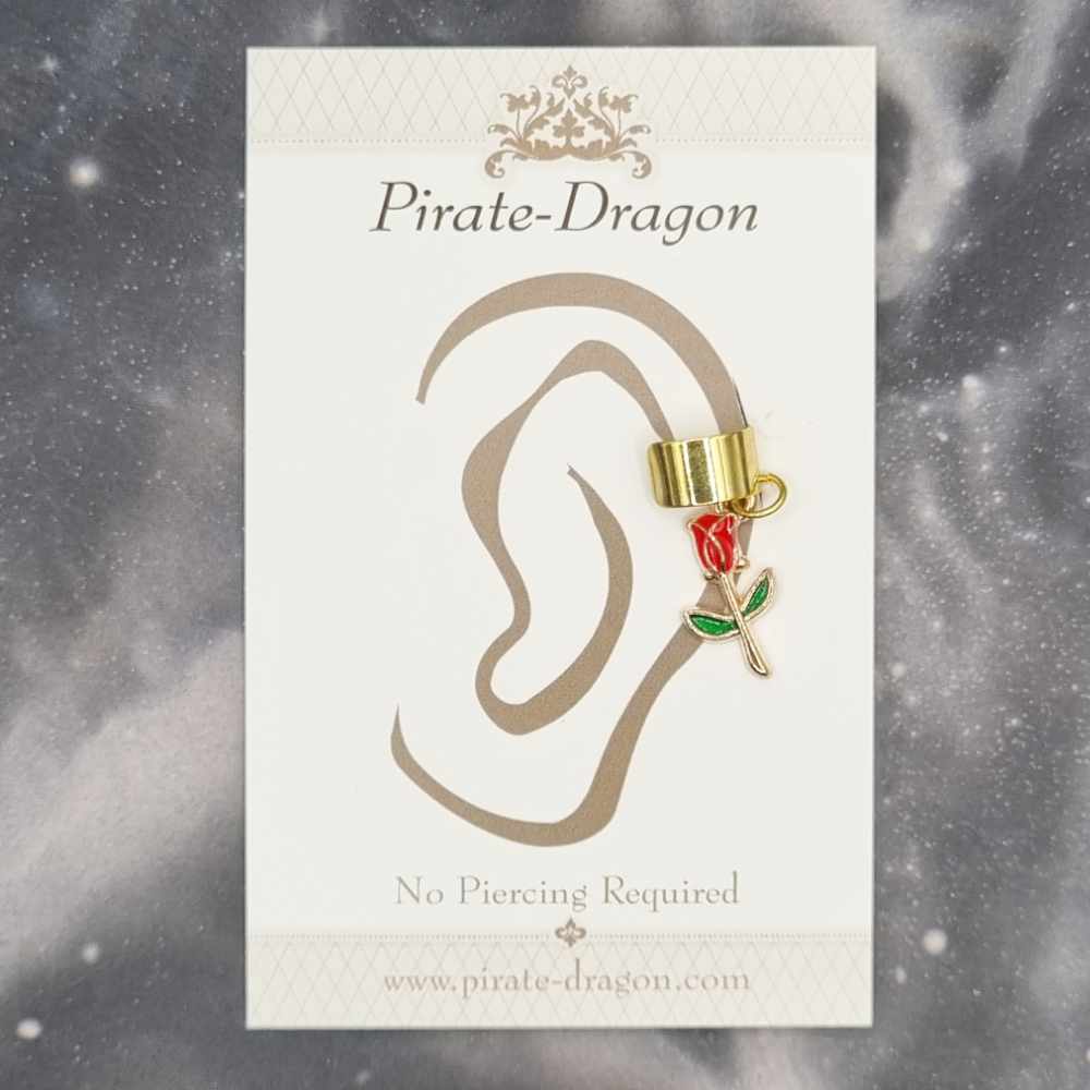 Red Rose - Non-Pierced Earcuff (EC4432)