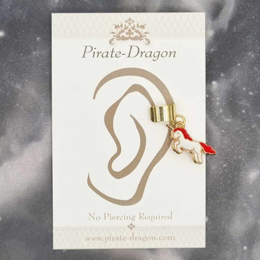 Red & White Unicorn - Non-Pierced Earcuff (EC4453)