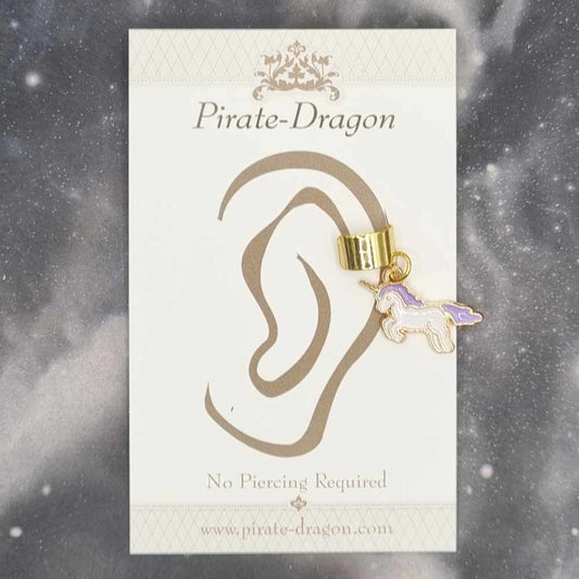 Purple & White Unicorn - Non-Pierced Earcuff (EC4454)