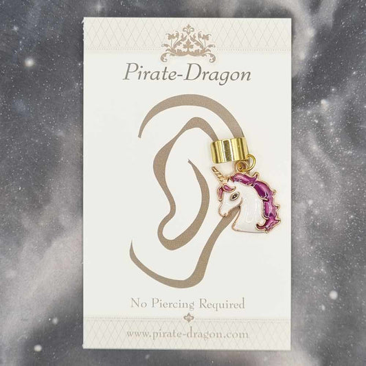 Purple & White Unicorn Head - Non-Pierced Earcuff (EC4465)