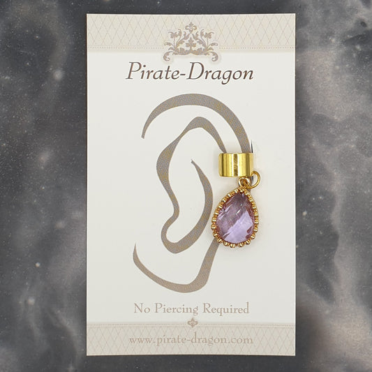 Purple Gem Teardrop Non-Pierced Ear Cuff (EC5003)