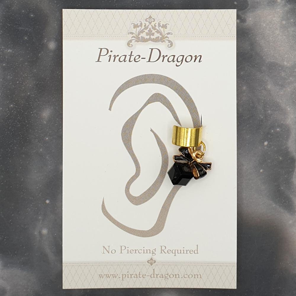 Black Gem Cube Non-Pierced Ear Cuff (EC5015)