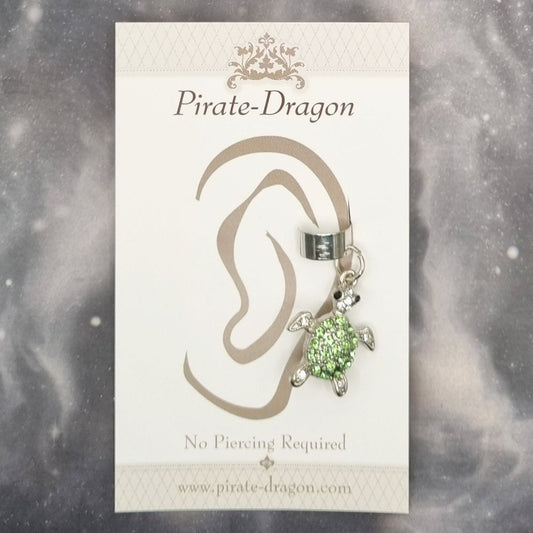 Green Gem Turtle Non-Pierced Ear Cuff (EC5084)