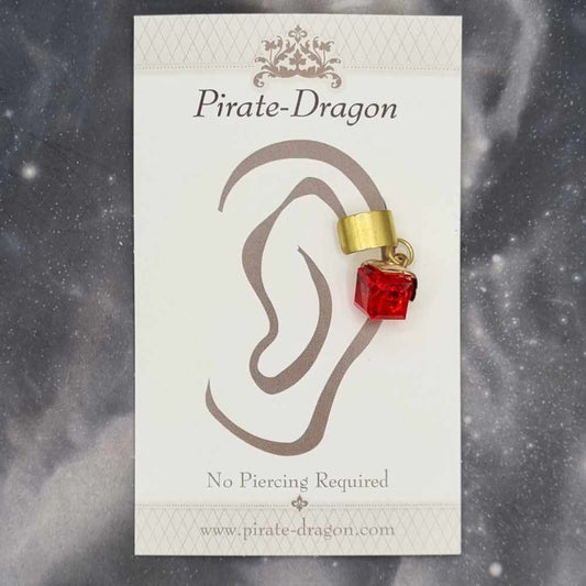 Red Cube Non-Pierced Ear Cuff (EC5162)