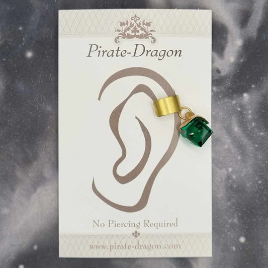 Green Cube Non-Pierced Ear Cuff (EC5163)