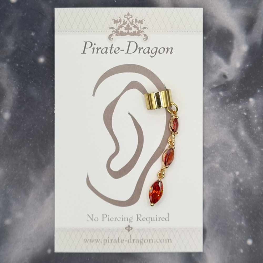 Orange Gem Drop Non-Pierced Ear Cuff (EC5180)