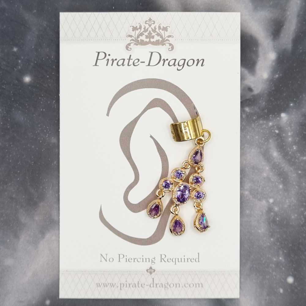 Purple Gems Drop Non-Pierced Ear Cuff (EC5182)