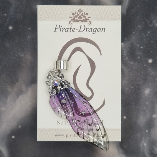 Large Purple & Silver Butterfly Wing Non-Pierced Ear Cuff (EC5212)