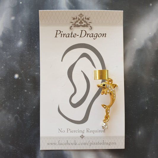 Gold Gem Dolphin Non-Pierced Ear Cuff (EC9133)