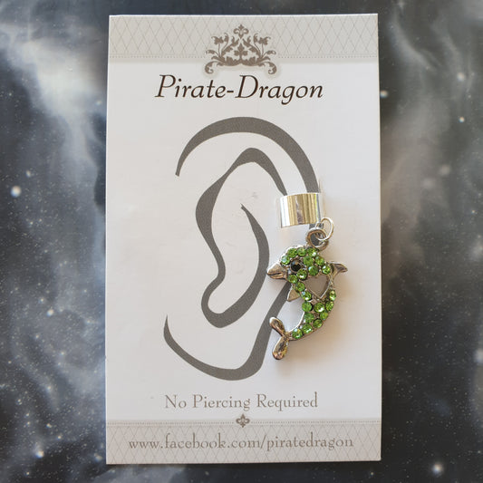 Green Gem Dolphin Non-Pierced Ear Cuff (EC9196)