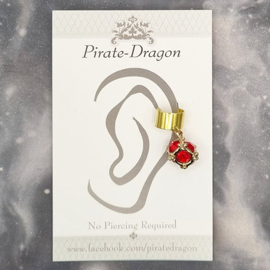 Red Gem Cube Non-Pierced Ear Cuff (EC9262)