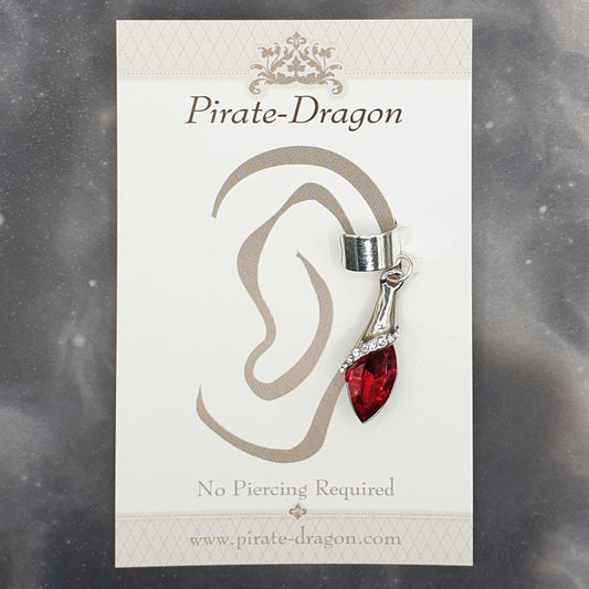 Red Gem Drop Non-Pierced Ear Cuff (EC9278)