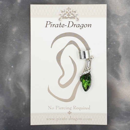 Green Gem Drop Non-Pierced Ear Cuff (EC9280)