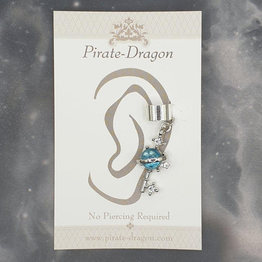 Light Blue Gem Key Non-Pierced Ear Cuff (EC9305)