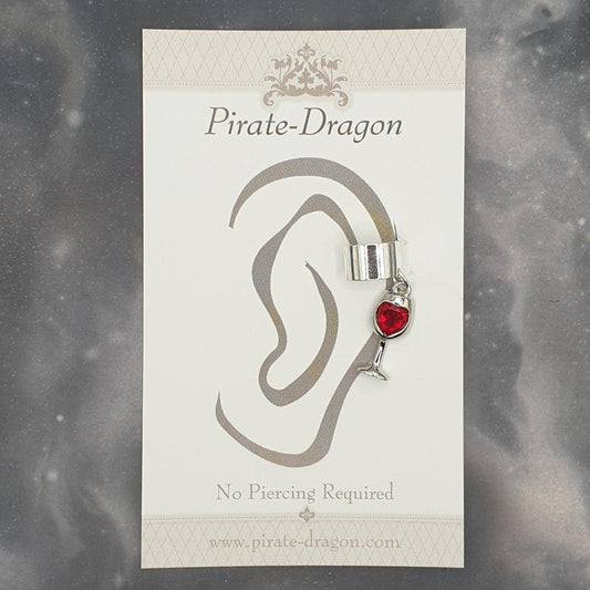 Red Heart Wine Glass Non-Pierced Ear Cuff (EC9306)