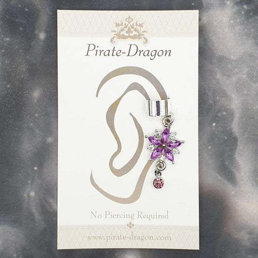 Purple Gem Flower Non-Pierced Ear Cuff (EC9311)