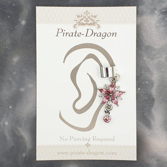 Pink Gem Flower Non-Pierced Ear Cuff (EC9312)