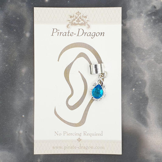 Light Blue Gem Teardrop Non-Pierced Ear Cuff (EC9313)