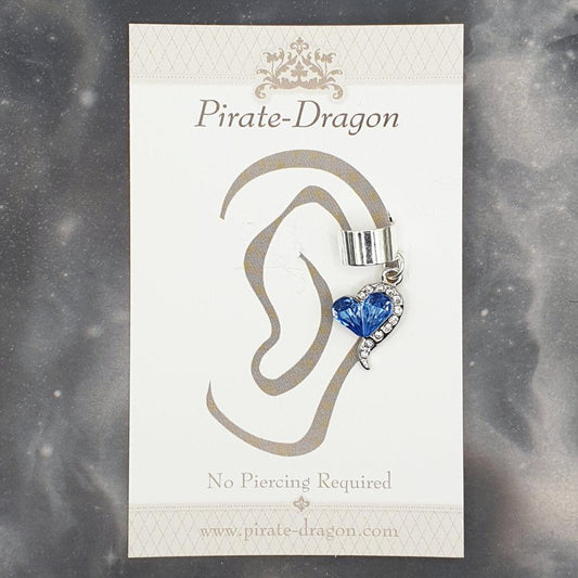 Light Blue Gem Heart Non-Pierced Ear Cuff (EC9316)