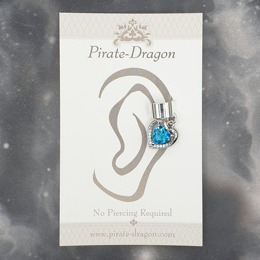 Light Blue Gem Heart Non-Pierced Ear Cuff (EC9318)