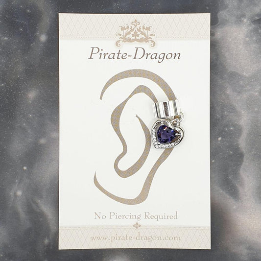 Purple Gem Heart Non-Pierced Ear Cuff (EC9319)