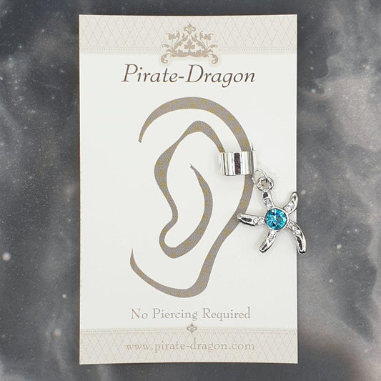 Light Blue Gem Starfish Non-Pierced Ear Cuff (EC9321)