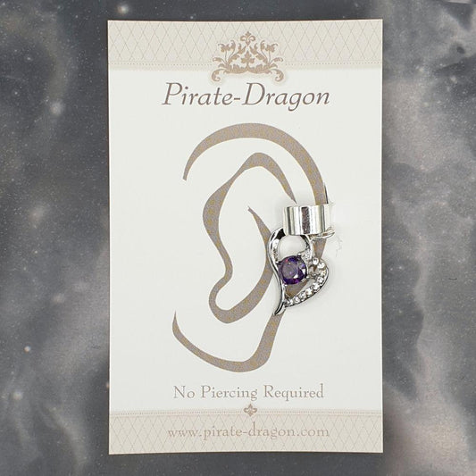 Purple Gem Heart Non-Pierced Ear Cuff (EC9330)