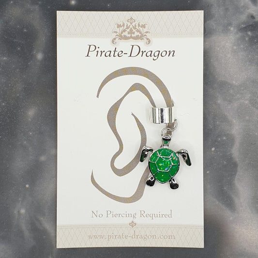 Green Resin Fill Turtle Non-Pierced Ear Cuff (EC9352)