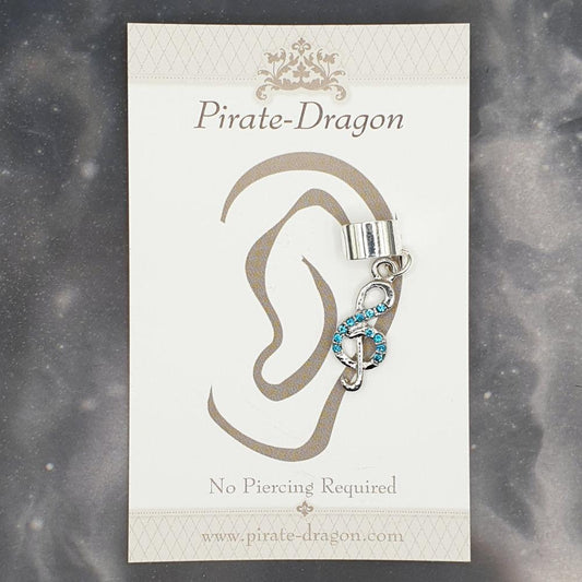 Blue Gem G-Clef Non-Pierced Ear Cuff (EC9362)