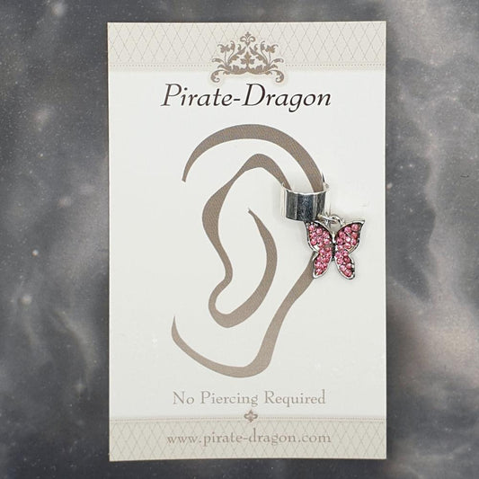 Pink Gem Butterfly Non-Pierced Ear Cuff (EC9373)