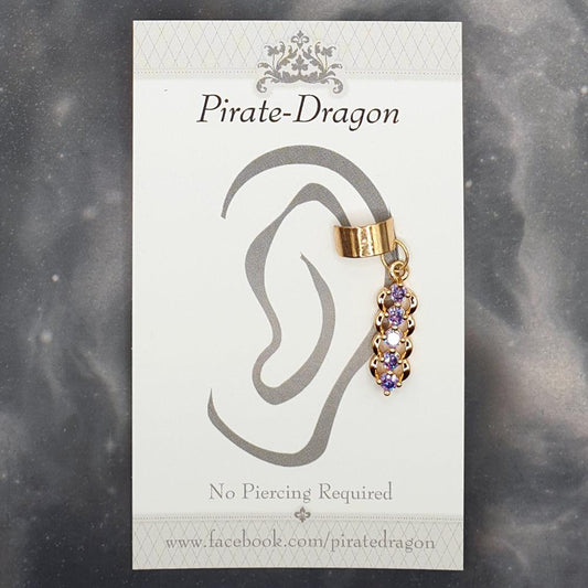 Purple Gem Drop Non-Pierced Ear Cuff (EC9377)