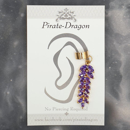 Purple Gem Leaves  Drop Non-Pierced Ear Cuff (EC9384)