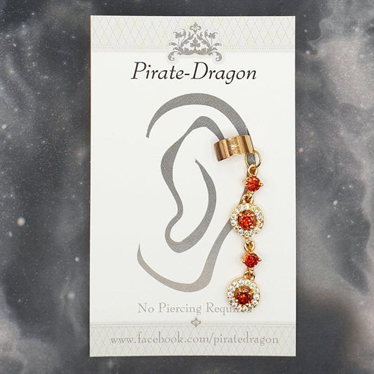 Orange Gem Round Drops Non-Pierced Ear Cuff (EC9385)