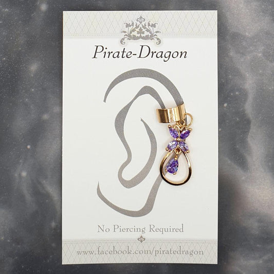 Purple Gem Butterfly Non-Pierced Ear Cuff (EC9388)