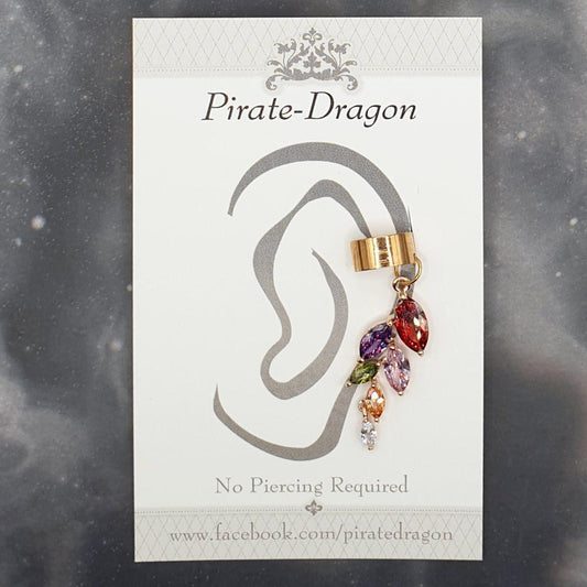 Multicolour Gem Leaves Non-Pierced Ear Cuff (EC9390)