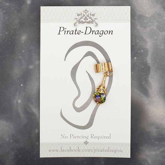 Purple/Green Gem Drop Non-Pierced Ear Cuff (EC9391)