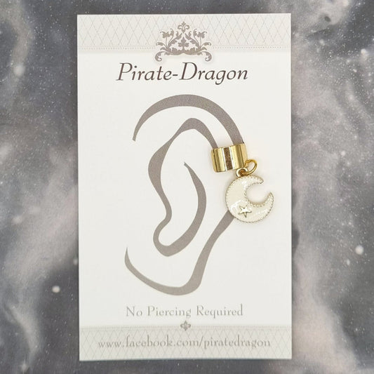 White Crescent Moon Non-Pierced Ear Cuff (EC9495)