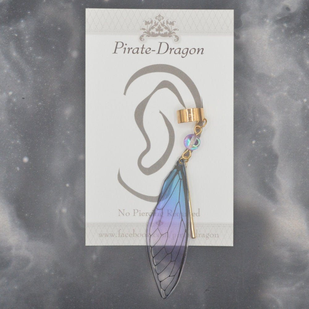 Medium Blue/Pink Butterfly Wing Non-Pierced Ear Cuff (EC9508)