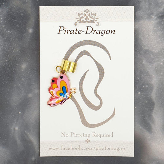 Pink Butterfly Non-Pierced Ear Cuff (EC9518)