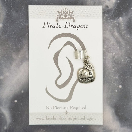 Silver Pumpkin Non-Pierced Ear Cuff (EC9636)