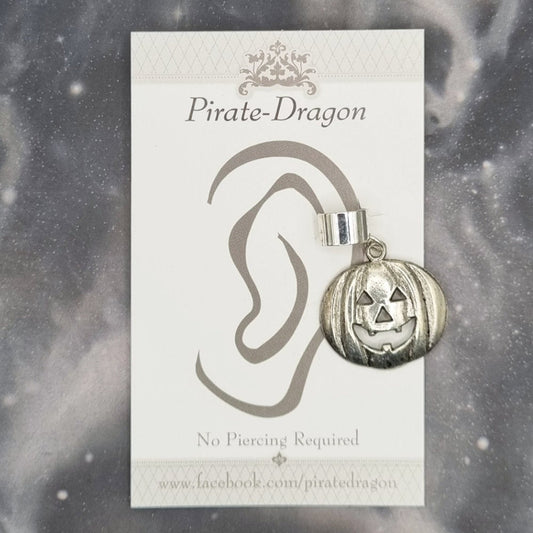 Silver Pumpkin Non-Pierced Ear Cuff (EC9637)