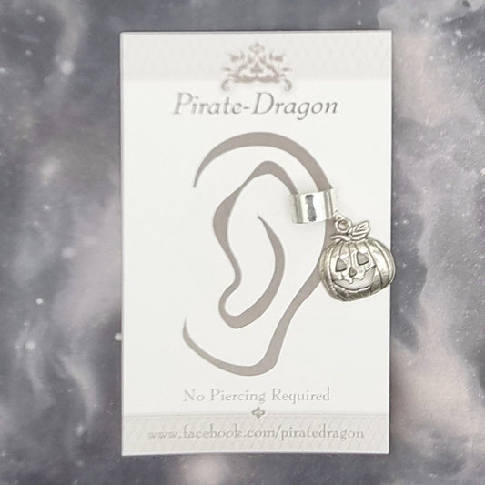 Silver Pumpkin Non-Pierced Ear Cuff (EC9639)