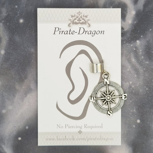 Silver Compass Non-Pierced Ear Cuff (EC9640)