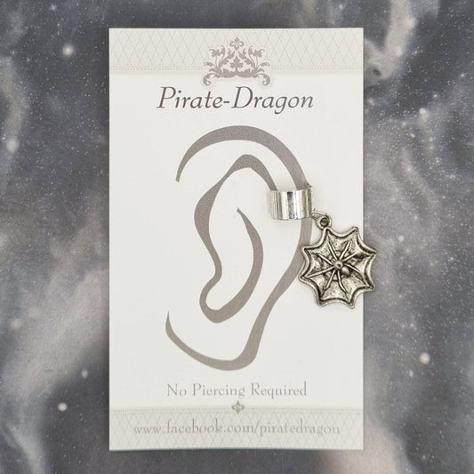 Silver Spider in Web Non-Pierced Ear Cuff (EC9641)